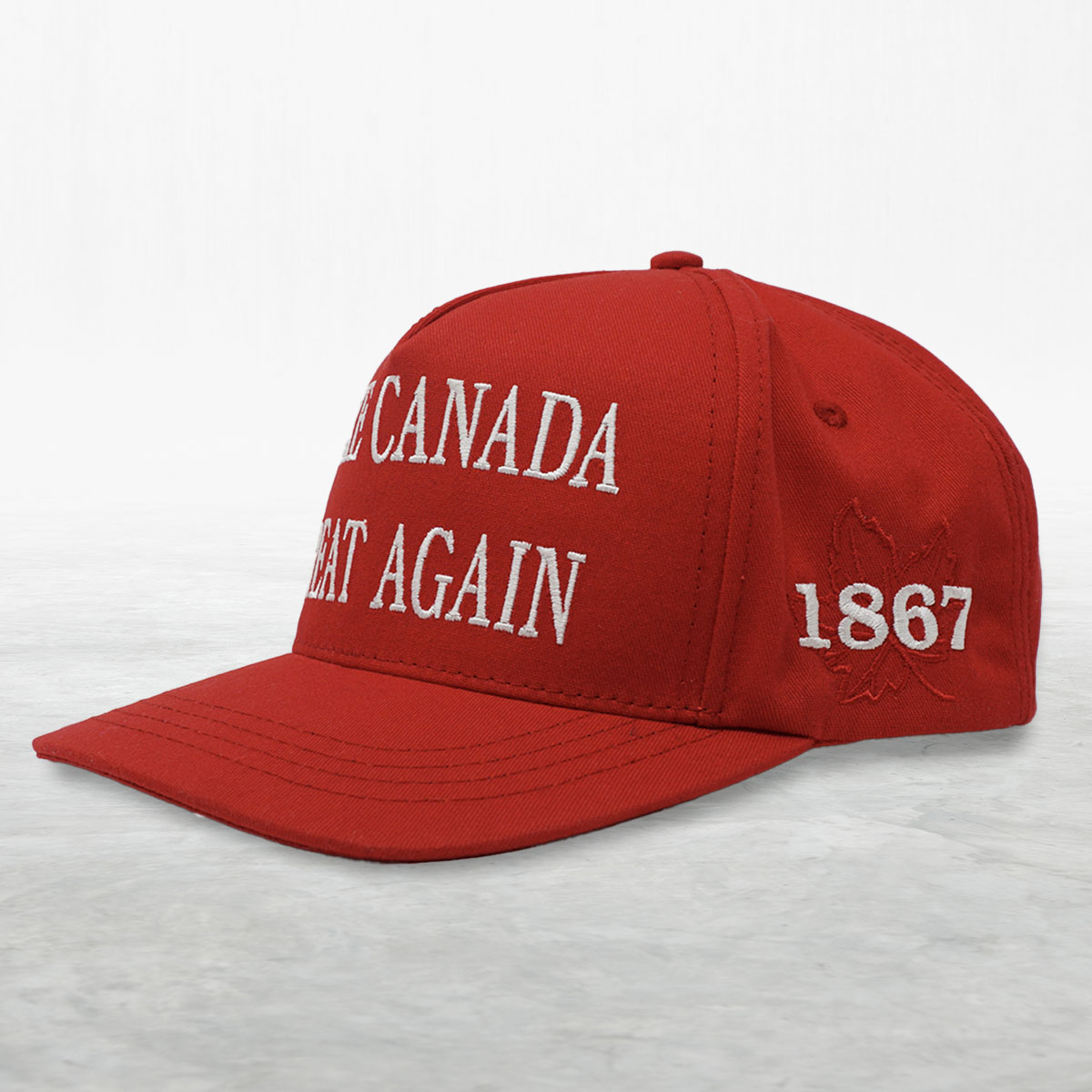 A red "Make Canada Great Again" hat.